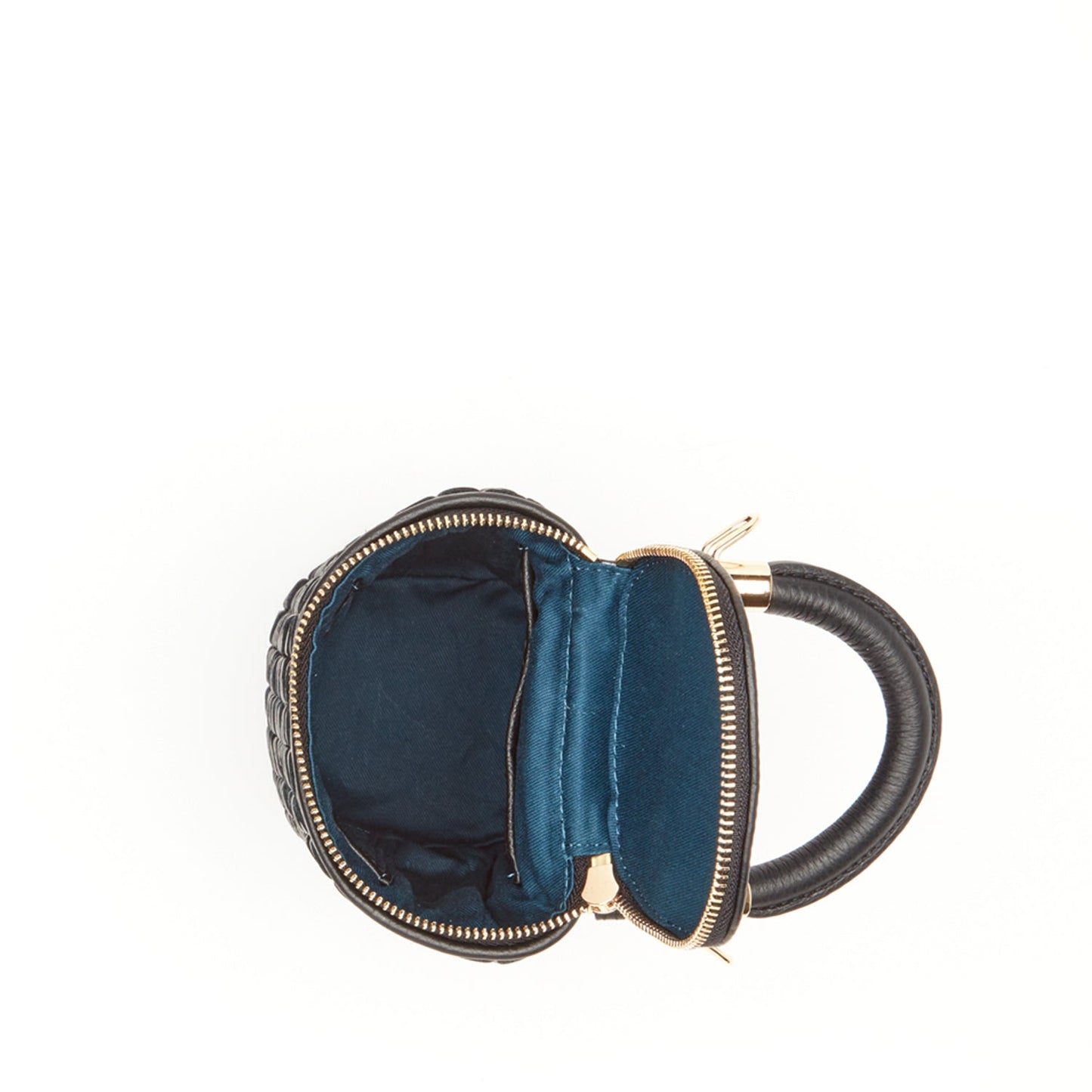 SUSU Mini Purse Leather Black Crossbody Bag Weave Small Bucket Bag Women's Handbag