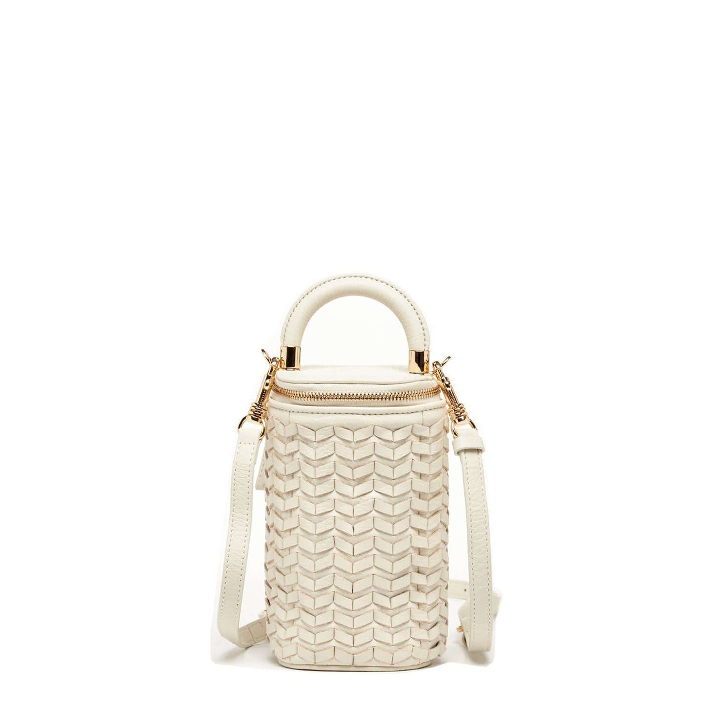 SUSU Basket Weave Leather Purse Off-white Bucket Bag